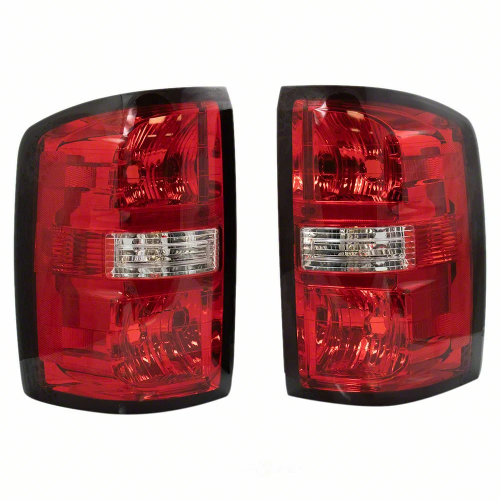 Tail Lights; Chrome Housing; Red Lens (15-19 Sierra 2500 HD w/ Factory Halogen Tail Lights)