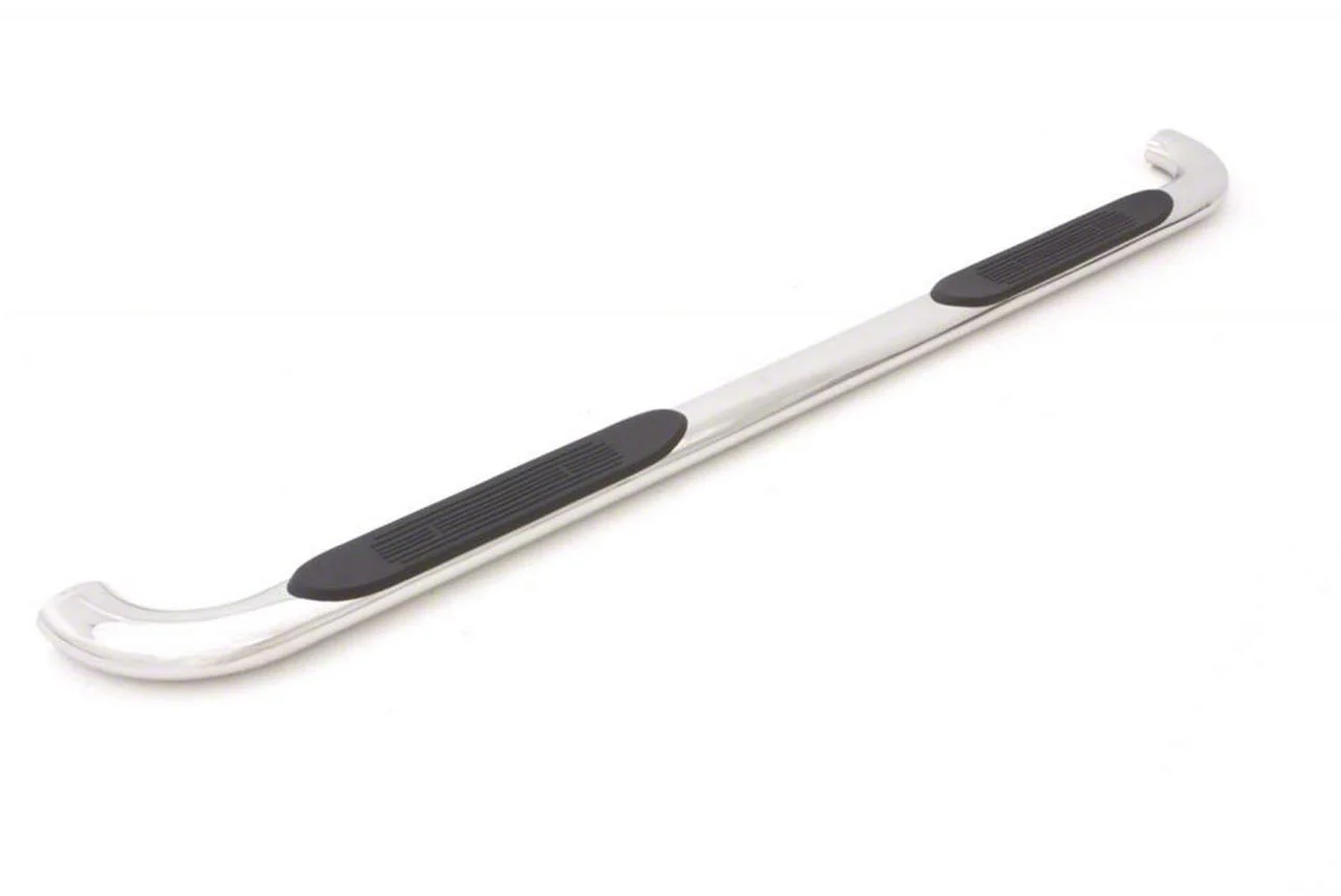 4-Inch Oval Bent Nerf Side Step Bars; Polished Stainless (20-26 Sierra 3500 HD Crew Cab)