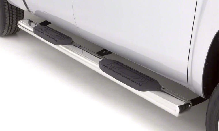 6-Inch Oval Straight Nerf Side Step Bars; Polished Stainless (20-26 Sierra 3500 HD Double Cab)