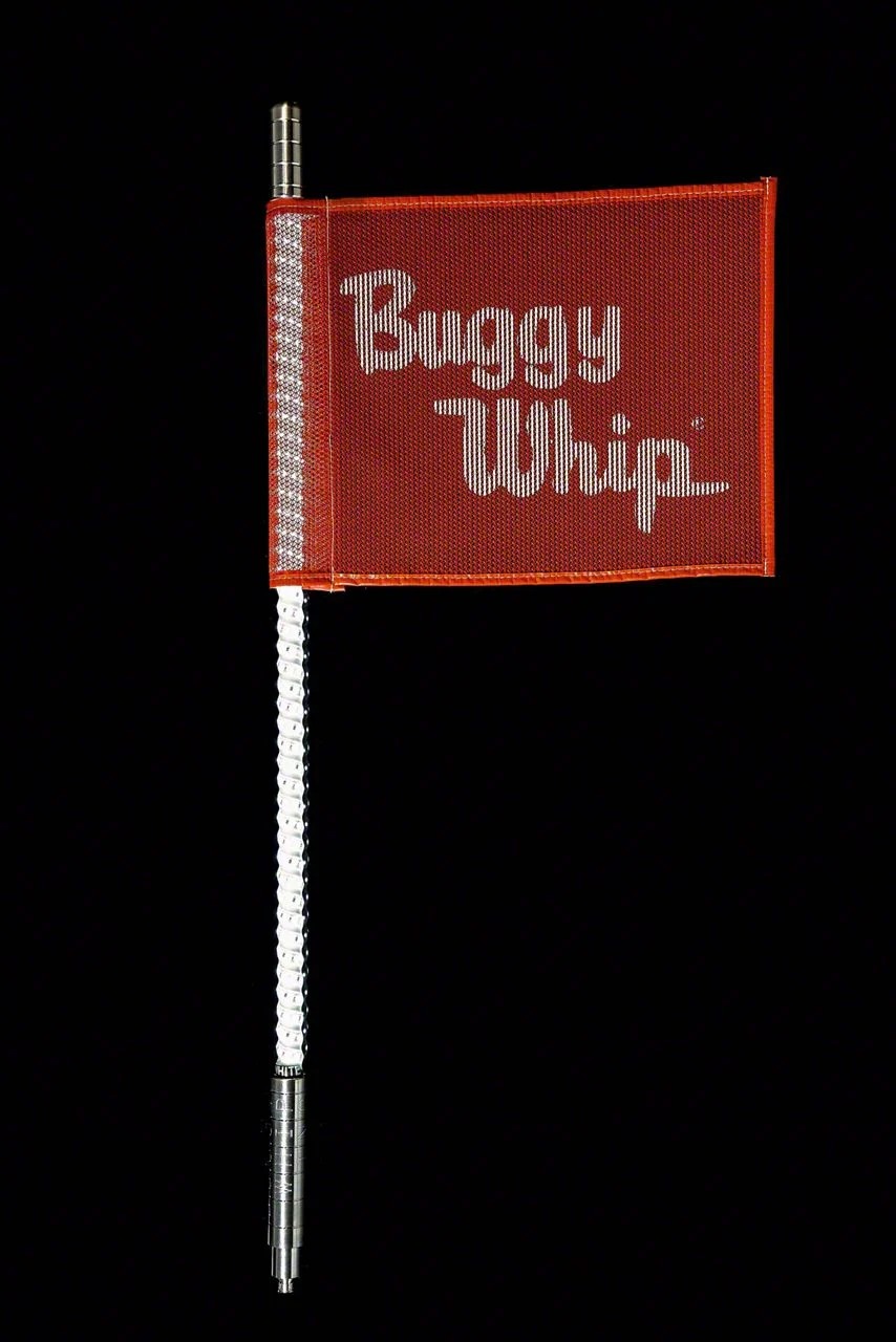 2-Foot White LED Whip with 10-Inch x 12-Inch Red Buggy Whip Flag; Threaded Base (Universal; Some Adaptation May Be Required)