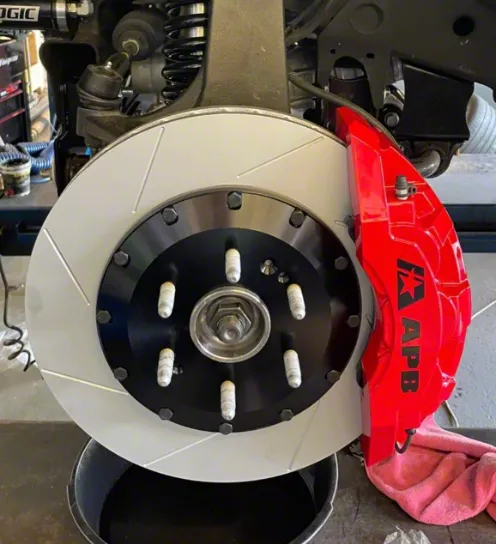 APB 6-Piston Front Big Brake Kit with 16-Inch Slotted Rotors; Red Calipers (14-18 Silverado 1500)