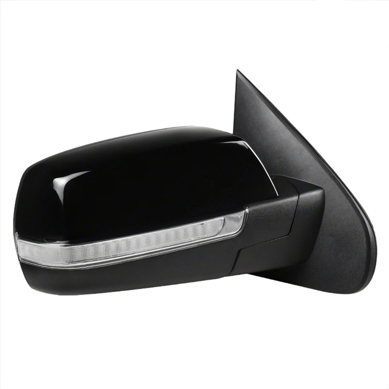 Powered Heated Manual Fold Mirror with LED Turn Signal; Passenger Side; Gloss Black (14-18 Silverado 1500)