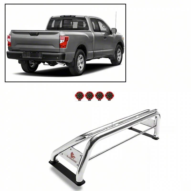 Atlas Roll Bar with 7-Inch Red Round LED Lights; Stainless Steel (07-26 Silverado 2500 HD)