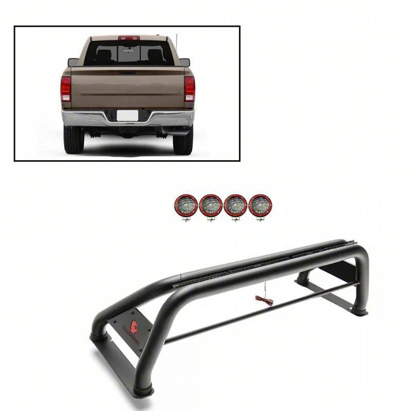 Classic Roll Bar with 5.30-Inch Red Round Flood LED Lights; Stainless Steel (07-26 Silverado 2500 HD)
