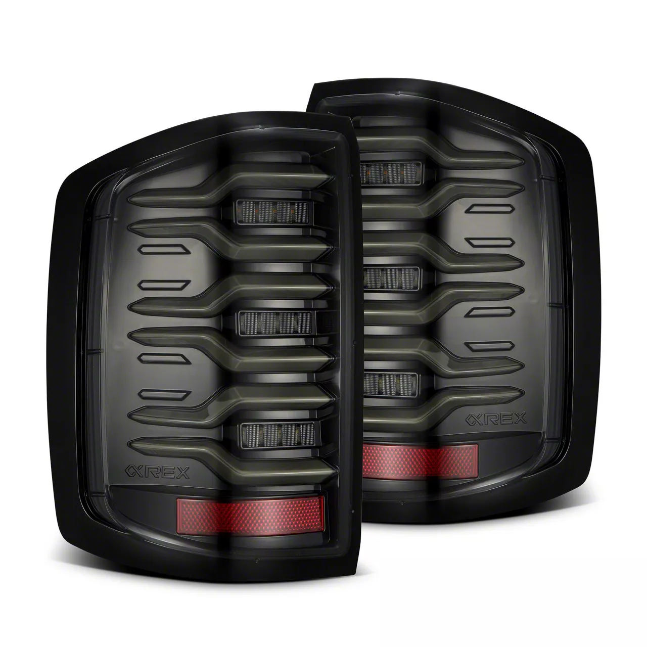 AlphaRex LUXX-Series LED Tail Lights; Alpha Black Housing; Clear Lens (17-19 Silverado 2500 HD w/ Factory Halogen Tail Lights)