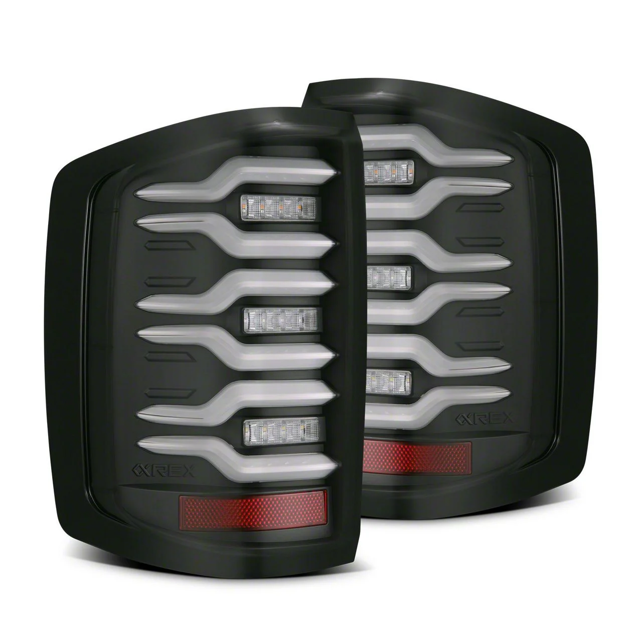AlphaRex LUXX-Series LED Tail Lights; Black Housing; Clear Lens (17-19 Silverado 2500 HD w/ Factory Halogen Tail Lights)