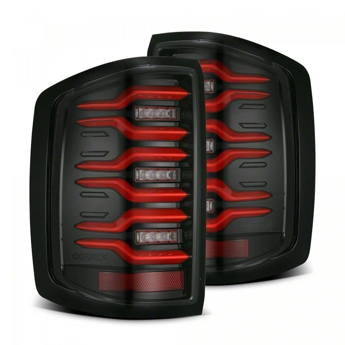 AlphaRex LUXX-Series LED Tail Lights; Black/Red Housing; Smoked Lens (17-19 Silverado 2500 HD w/ Factory Halogen Tail Lights)