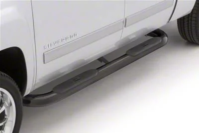 4-Inch Oval Bent Nerf Side Step Bars; Black (20-26 Silverado 3500 HD Double Cab)