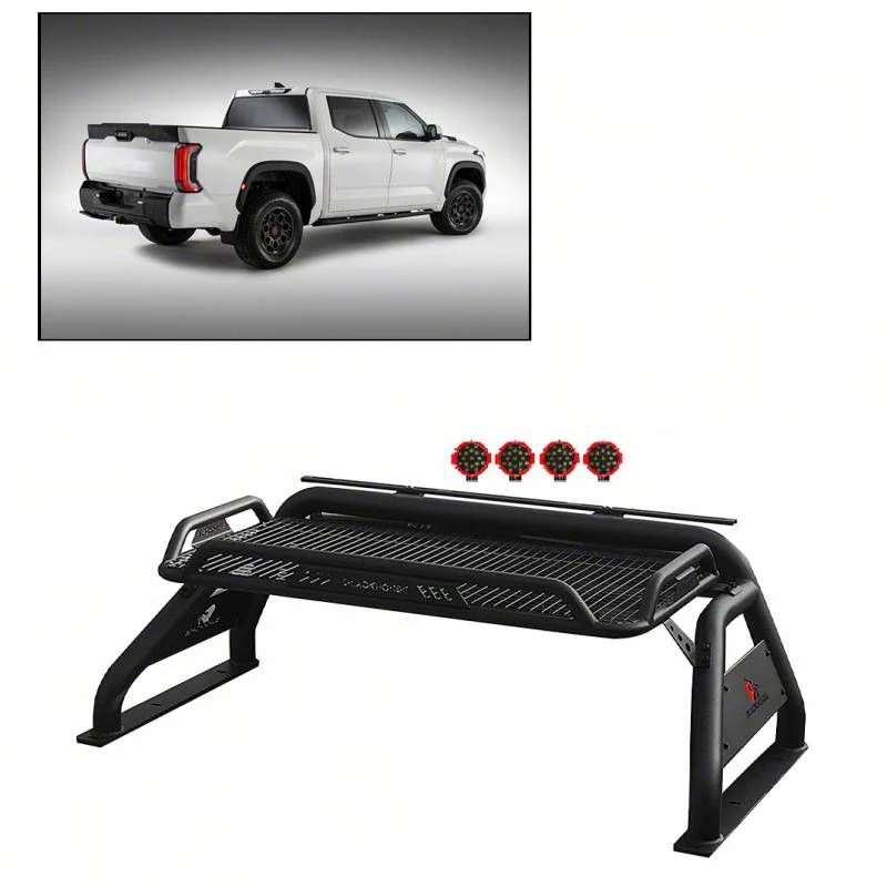 Atlas Roll Bar with 7-Inch Red Round LED Lights; Black (07-26 Silverado 3500 HD)