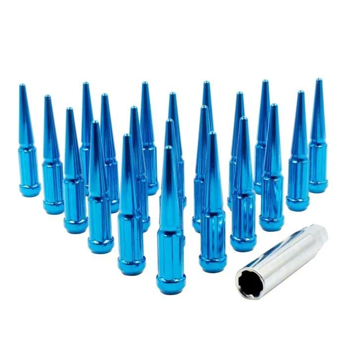 Blue Spike Lug Nut Kit; 14mm x 1.5; Set of 32 (07-26 Silverado 3500 HD)