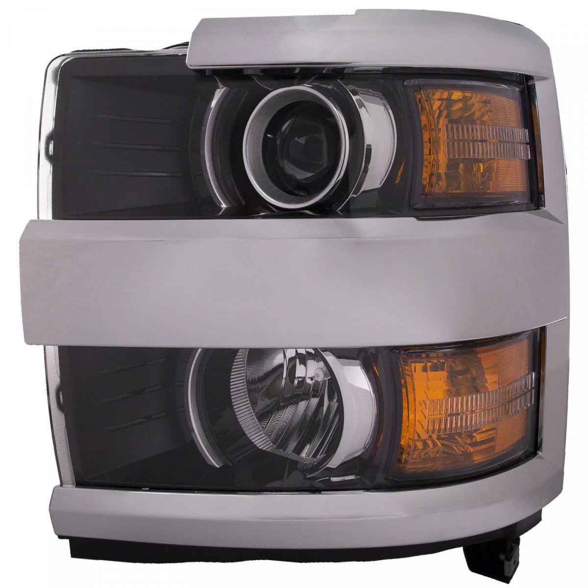 Headlights Depot Halogen Headlight with Chrome Trim; Driver Side; Black Housing; Clear Lens (15-19 Silverado 3500 HD)