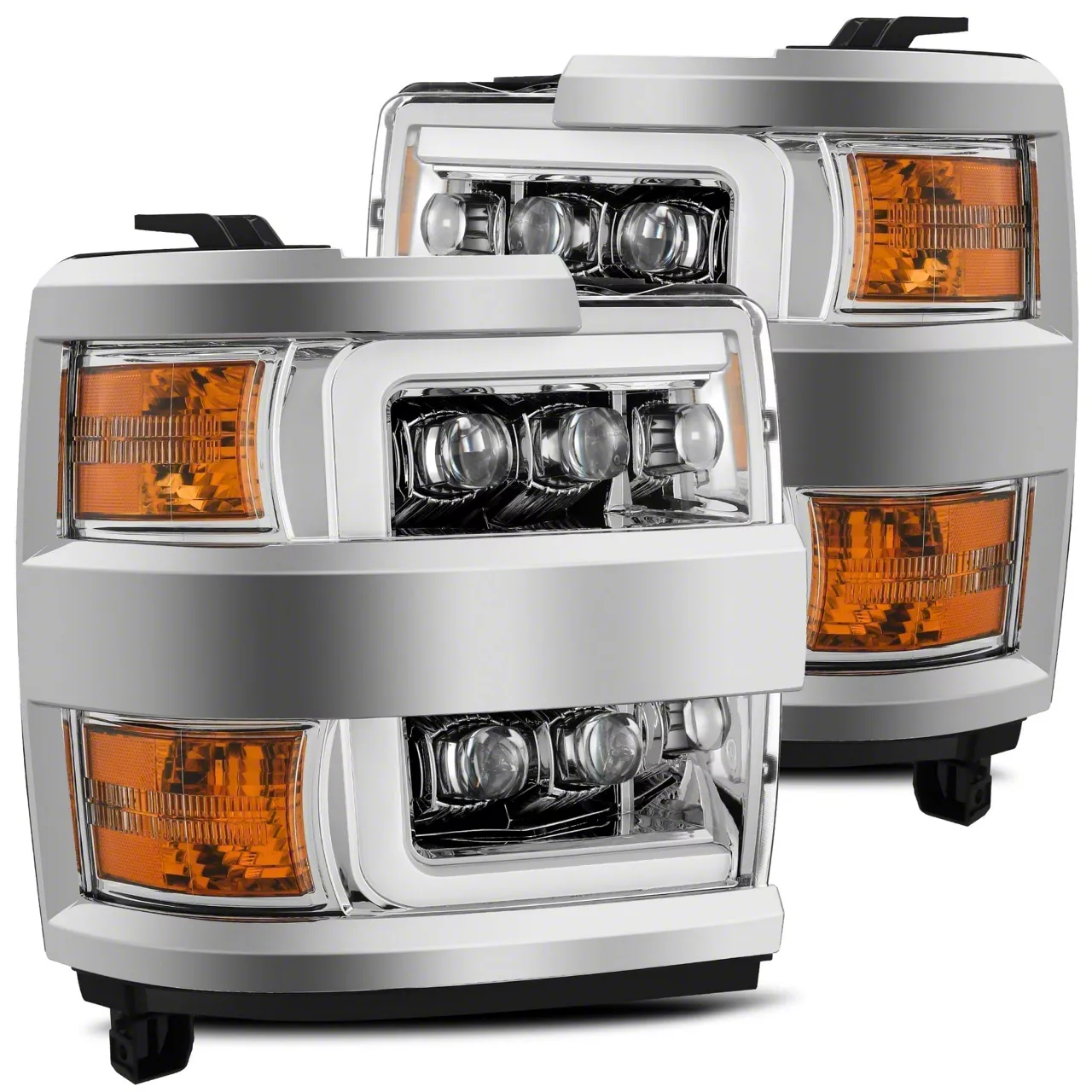 AlphaRex NOVA-Series LED Projector Headlights; Chrome Housing; Clear Lens (15-19 Silverado 3500 HD)