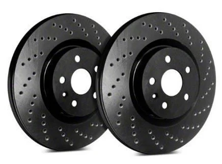 SP Performance Cross-Drilled Rotors with Black Zinc Coating; Front Pair (06-23 Charger w/ Dual Piston Front Calipers; 2014 Charger Pursuit w/ 345mm Front Rotors)