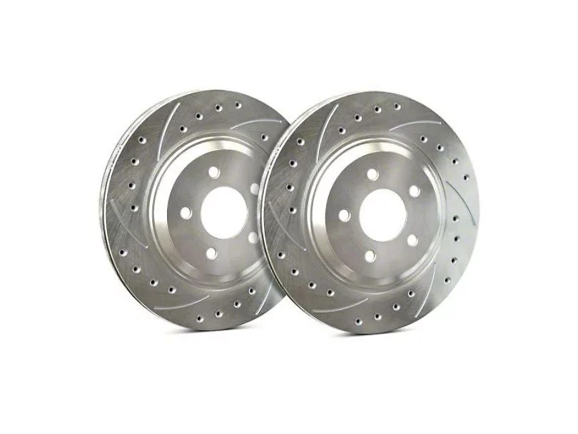 SP Performance Cross-Drilled and Slotted Rotors with Silver ZRC Coating; Rear Pair (14-19 Corvette C7 Stingray w/ Standard JL9 Brake Package)