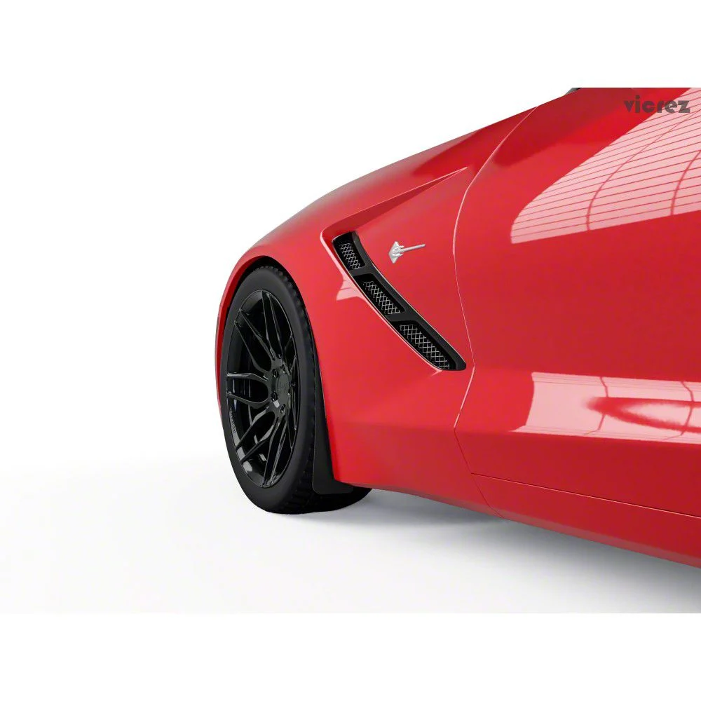 Mud Flaps; Front; Dry Carbon Fiber Vinyl (14-19 Corvette C7)