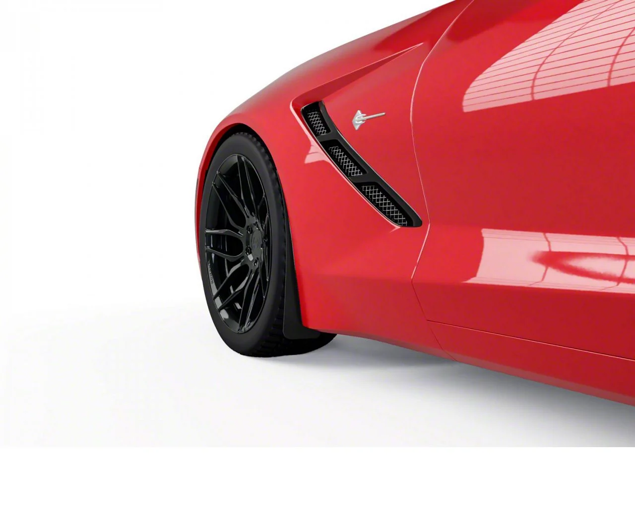 Mud Flaps; Front; Satin Black Vinyl (14-19 Corvette C7)