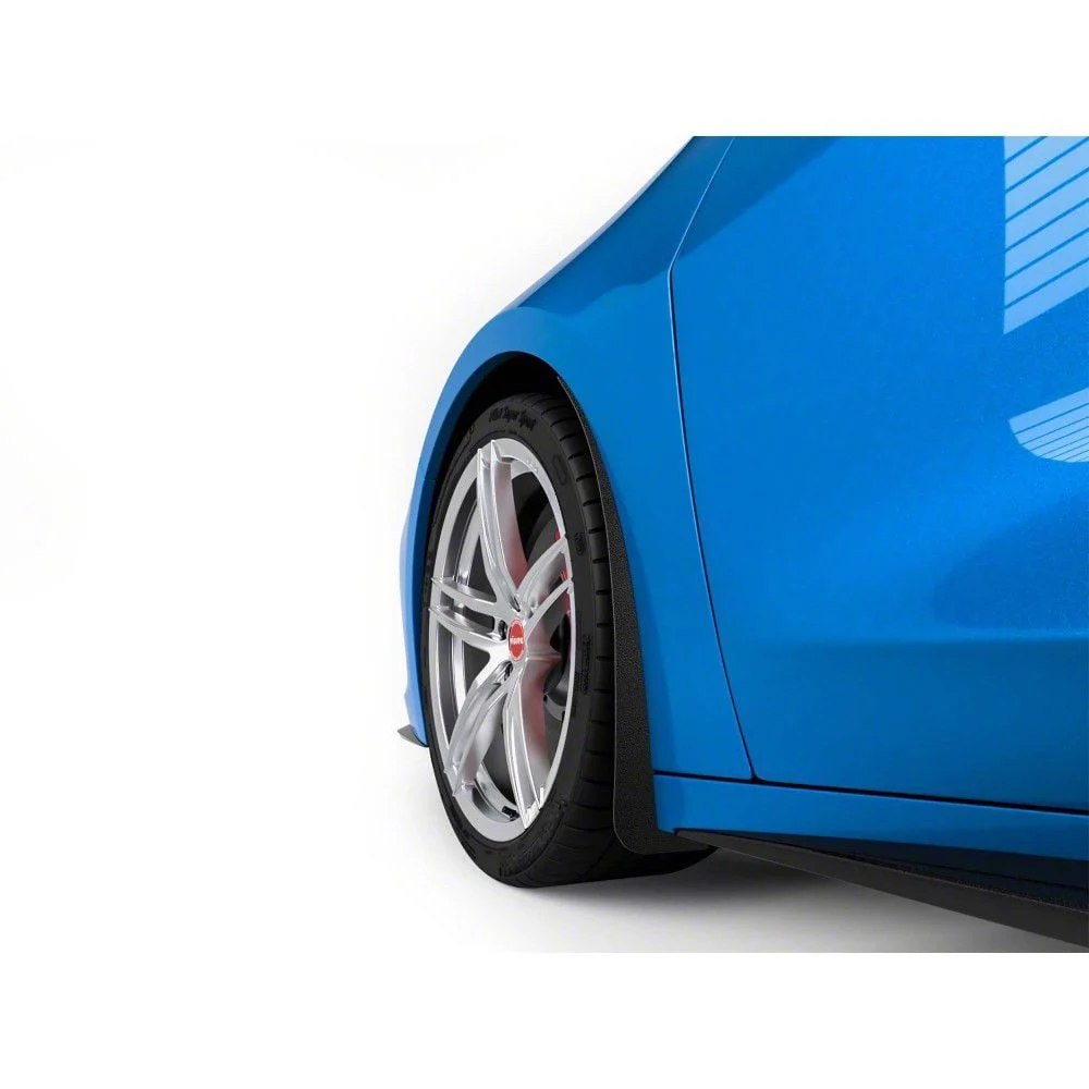 Mud Flaps; Front; Satin Black Vinyl (20-26 Corvette C8, Excluding Z06)