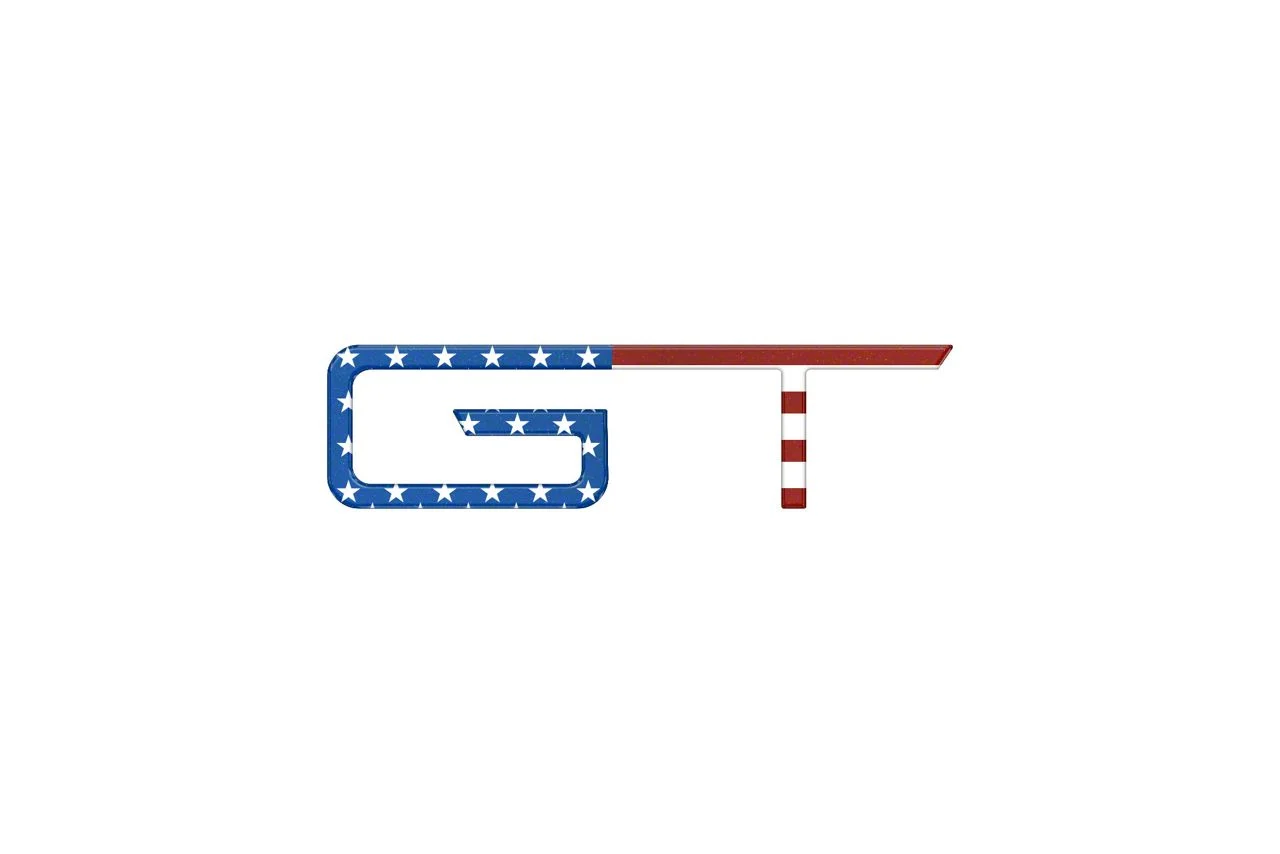 Rear GT Emblem Inserts; American Flag (24-26 Mustang GT)