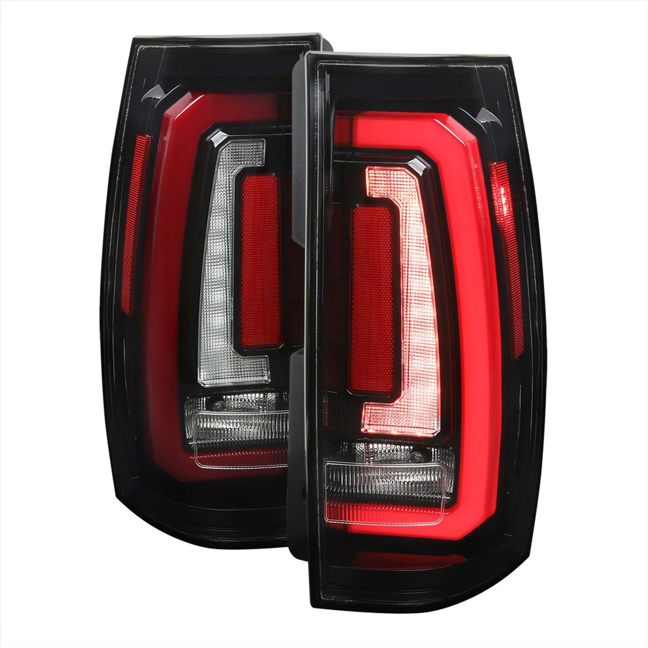 LED Sequential Turn Signal Tail Lights; Gloss Black Housing; Clear Lens (07-14 Tahoe)