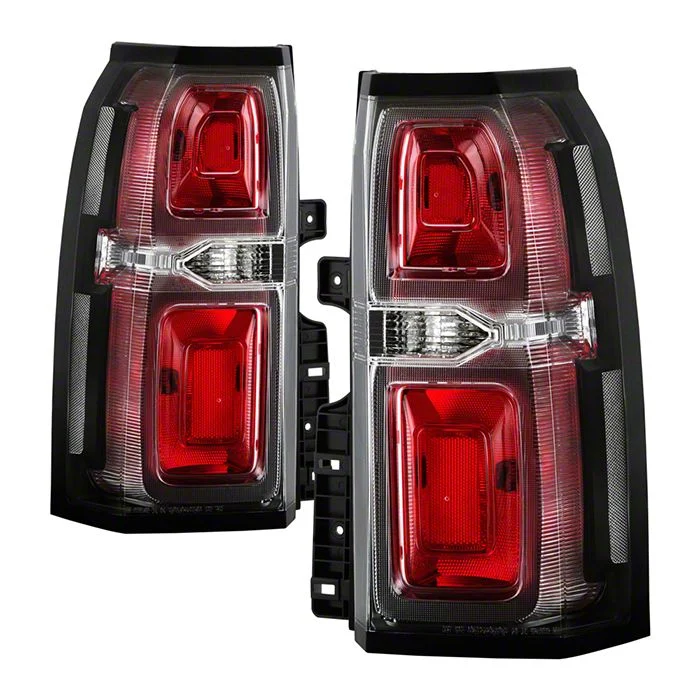 LED Tail Lights; Chrome Housing; Red Clear Lens (15-20 Tahoe)