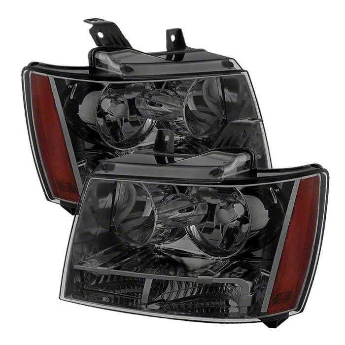 OE Style Crystal Headlights; Chrome Housing; Smoked Lens (07-14 Tahoe)