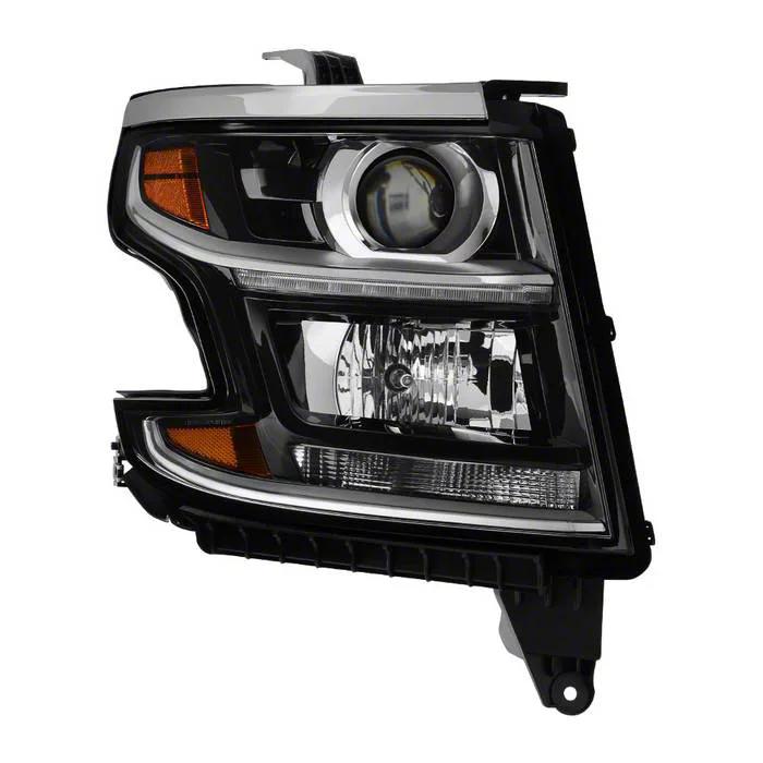 OEM Style Headlight; Black Housing; Clear Lens; Passenger Side (15-20 Tahoe w/ Factory Halogen Headlights)