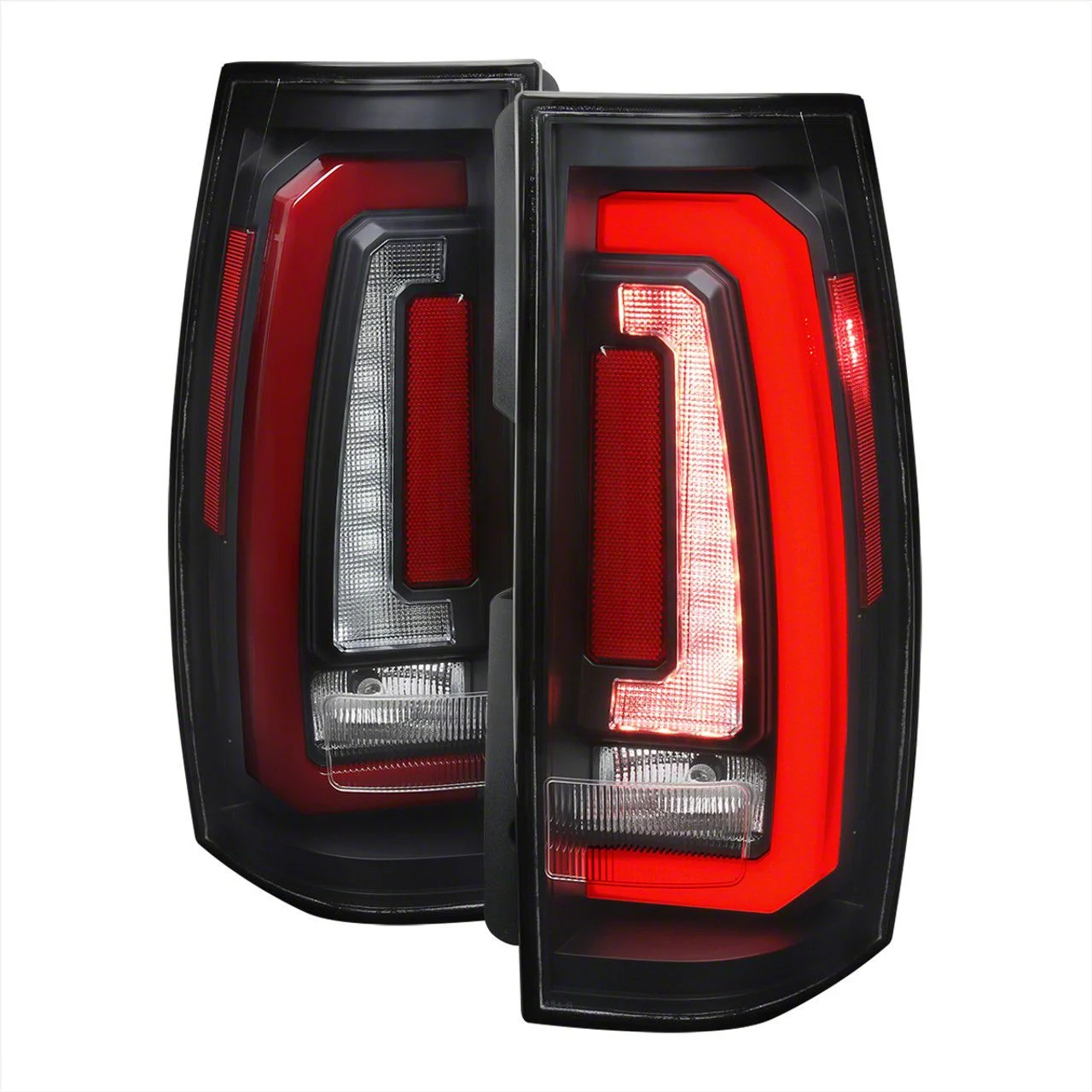 RED LED Sequential Turn Signal Tail Lights; Matte Black Housing; Clear Lens (07-14 Tahoe)