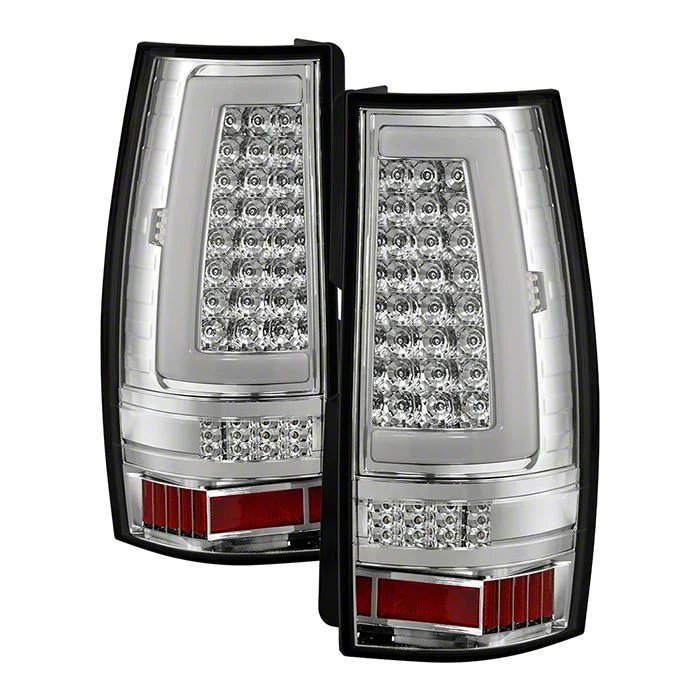 Version 2 Light Bar LED Tail Lights; Chrome Housing; Clear Lens (07-14 Tahoe, Excluding Hybrid)