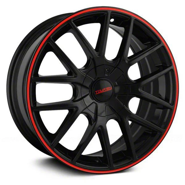 Touren TR60 Gloss Black with Red Ring Wheel; 19x8.5; 40mm Offset (24-26 Mustang EcoBoost w/o Performance Pack)