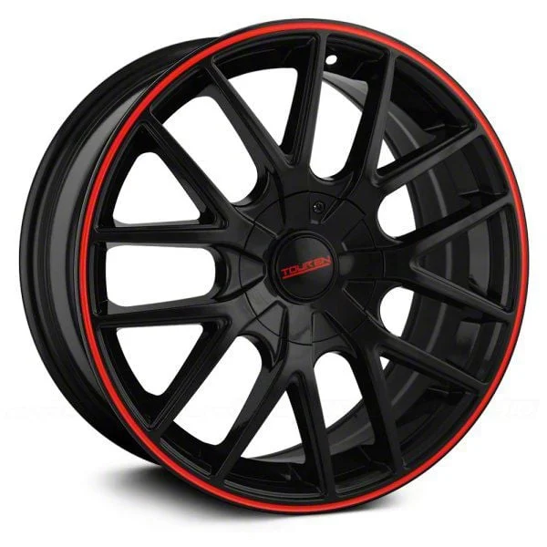 Touren TR60 Gloss Black with Red Ring Wheel; 20x8.5; 40mm Offset (24-26 Mustang EcoBoost w/o Performance Pack)