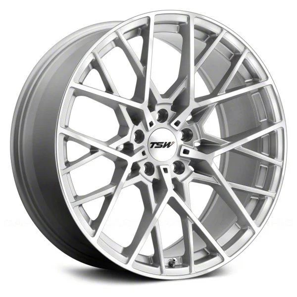 TSW Sebring Silver Wheel; Rear Only; 20x10; 25mm Offset (24-26 Mustang)