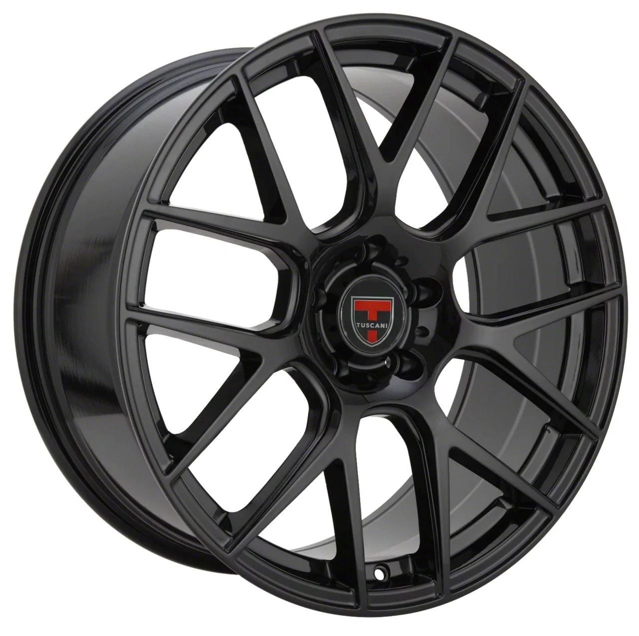 Tuscani 204 Gloss Black Wheel; 20x9; 35mm Offset (15-23 Mustang GT, EcoBoost, V6)