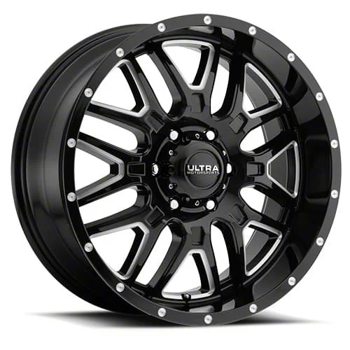 Ultra Wheels Hunter Gloss Black Milled 8-Lug Wheel; 18x9; -12mm Offset (06-08 RAM 1500 Mega Cab)