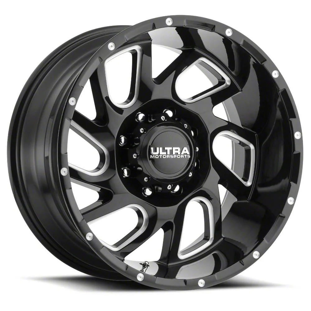 Ultra Wheels Carnage Gloss Black Milled 8-Lug Wheel; 20x9; 18mm Offset (11-16 F-250 Super Duty)