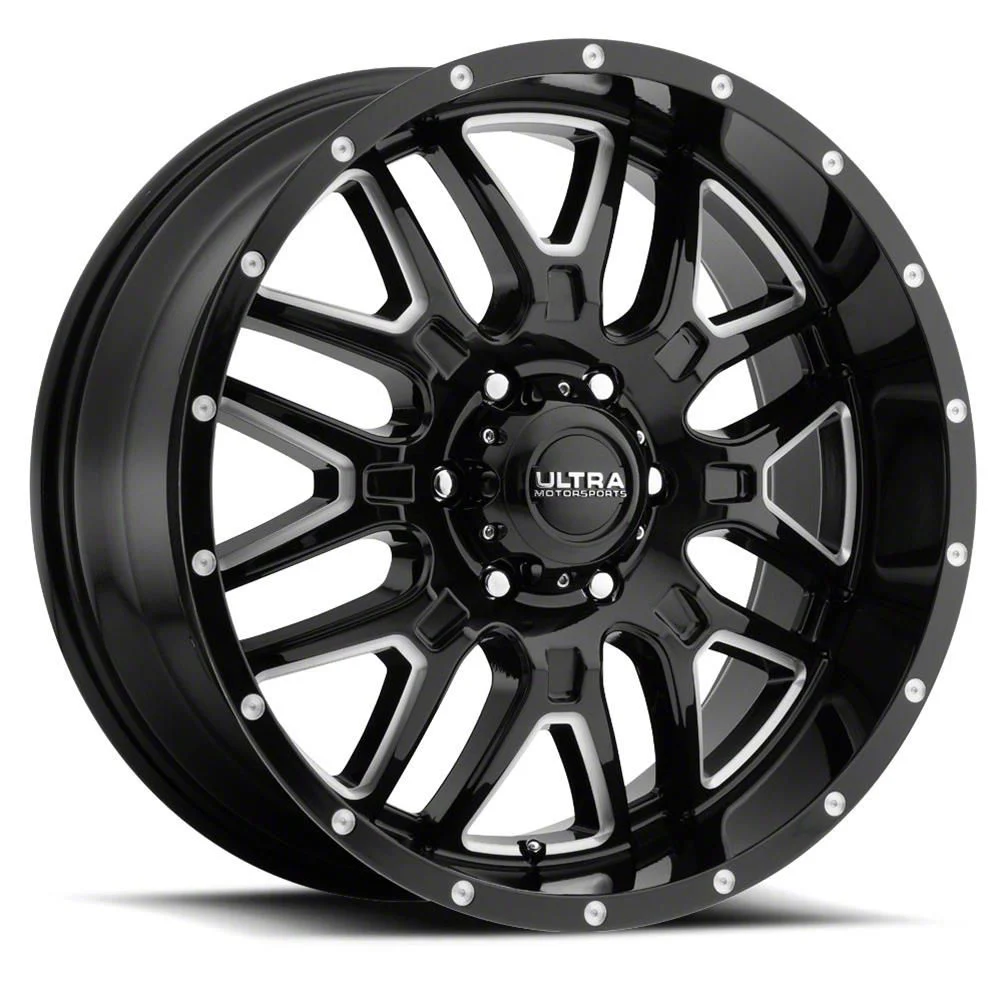 Ultra Wheels Hunter Gloss Black Milled 8-Lug Wheel; 20x10; -25mm Offset (06-08 RAM 1500 Mega Cab)