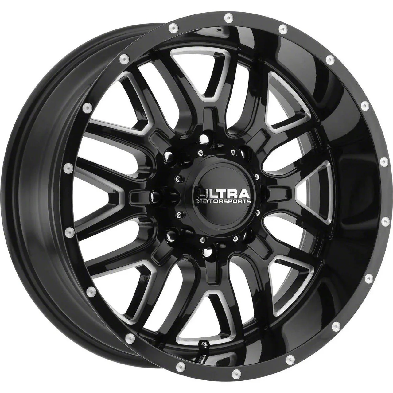 Ultra Wheels Hunter Gloss Black Milled 8-Lug Wheel; 17x9; 12mm Offset (07-10 Silverado 2500 HD)