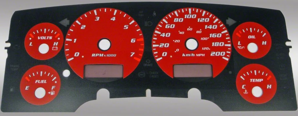US Speedo Daytona Edition Gauge Face; KMH; Red (02-05 RAM 1500)