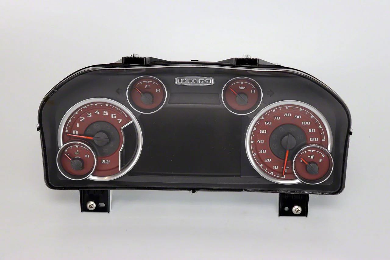 US Speedo Daytona Edition Gauge Face; MPH; Maroon (13-18 5.7L, 6.4L RAM 3500 w/ 7-Inch Display)