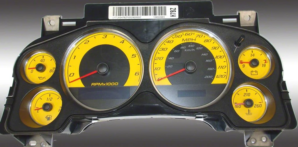 US Speedo Daytona Edition Gauge Face; KMH; Yellow (07-13 Silverado 1500)