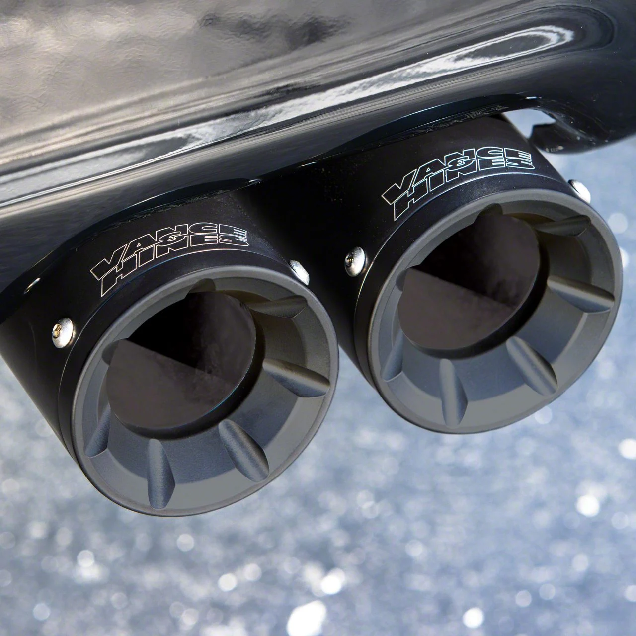 Vance & Hines HoleShot Series Performance Dual Exhaust System with Eliminator Black Tips; Rear Exit (19-26 5.3L Sierra 1500 w/ Factory Dual Exhaust)