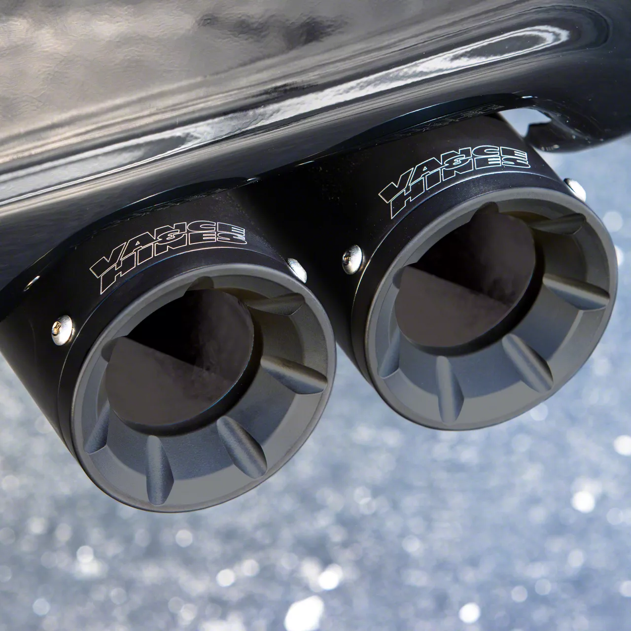 Vance & Hines HoleShot Series Performance Dual Exhaust System with Eliminator Black Tips; Rear Exit (19-26 5.3L Silverado 1500 w/ Factory Dual Exhaust)