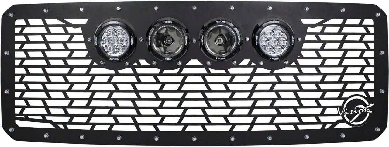 Vision X Upper Replacement Grille with 4.50-Inch CG2 Cannon LED Lights; Satin Black (11-16 F-250 Super Duty)