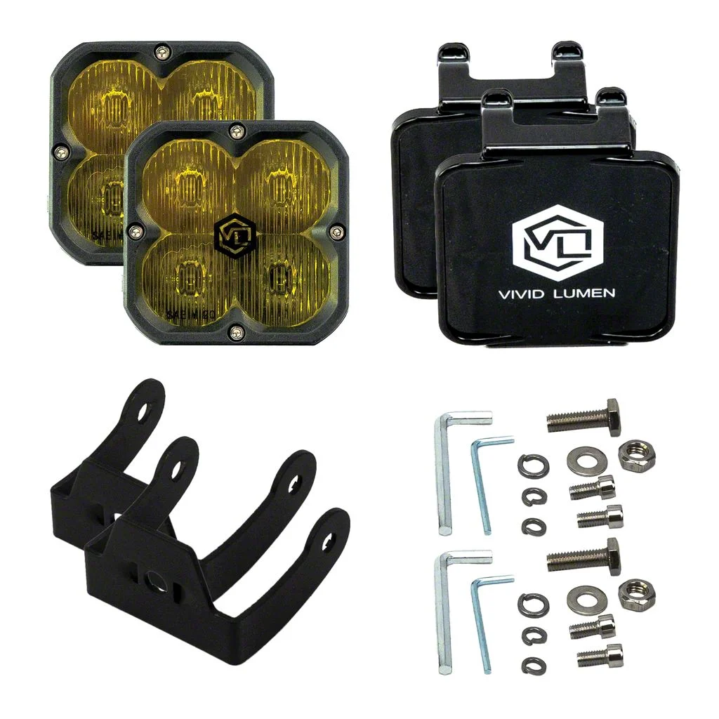 Vivid Lumen Industries FNG 20W 3-Inch LED Yellow Light Pods; Driving Beam (Universal; Some Adaptation May Be Required)