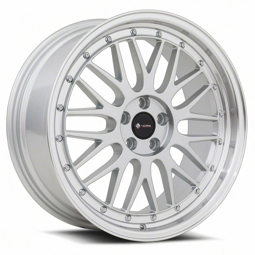 Vors VR8 Silver with Machined Lip Wheel; 18x8; 35mm Offset (15-23 Mustang EcoBoost w/o Performance Pack, V6)
