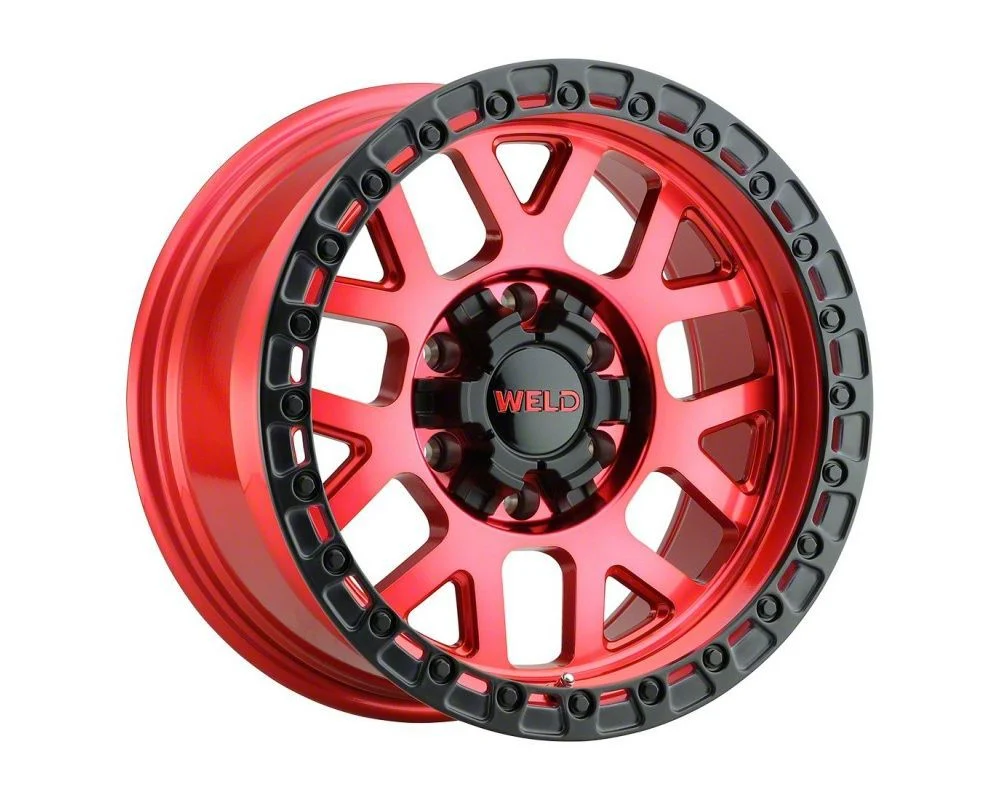 Weld Off-Road Cinch Candy Red with Satin Black Ring 6-Lug Wheel; 17x9; 0mm Offset (07-14 Tahoe)