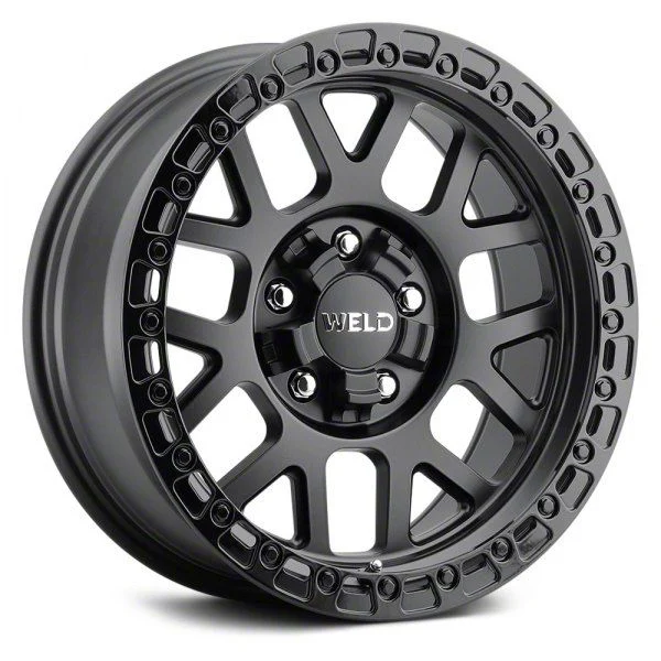 Weld Off-Road Cinch Satin Black with Gloss Black Ring 6-Lug Wheel; 17x10; -25mm Offset (07-14 Tahoe)