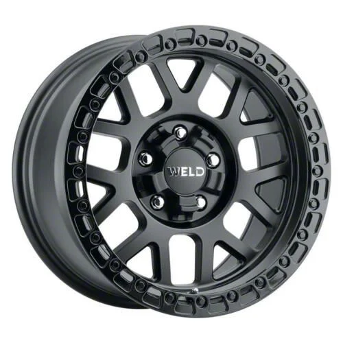 Weld Off-Road Cinch Satin Black with Gloss Black Ring 6-Lug Wheel; 17x9; -12mm Offset (07-14 Tahoe)