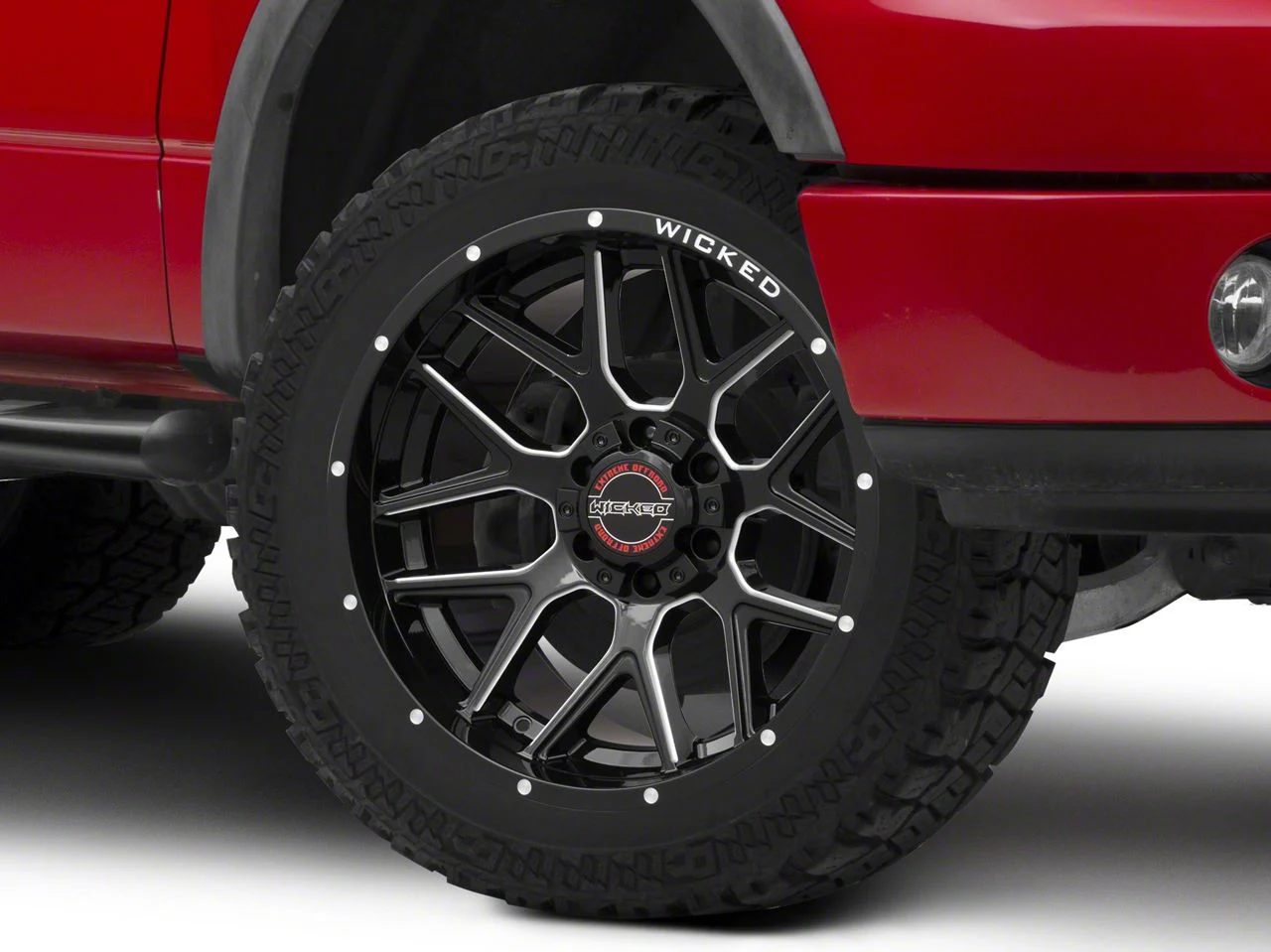 Wicked Offroad W903 Gloss Black Milled 6-Lug Wheel; 22x10; -19mm Offset (04-08 F-150)