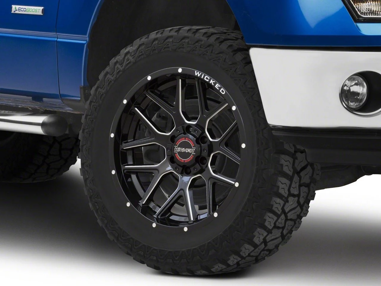 Wicked Offroad W903 Gloss Black Milled 6-Lug Wheel; 20x10; -19mm Offset (09-14 F-150)