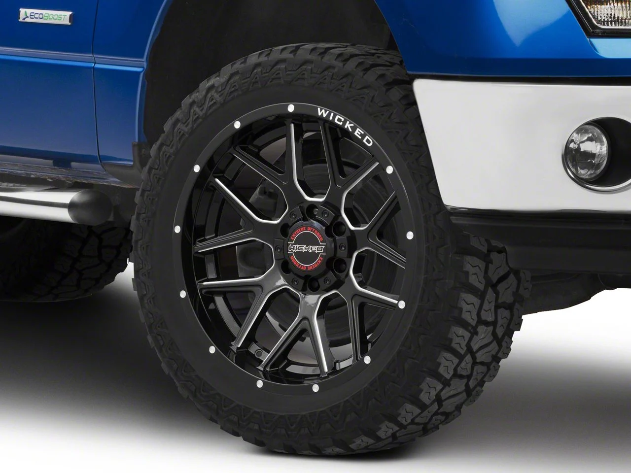 Wicked Offroad W903 Gloss Black Milled 6-Lug Wheel; 22x10; -19mm Offset (09-14 F-150)